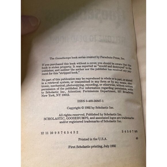 Goosebumps R.L. Stine #1 Welcome to Dead House 1st Scholastic Ed, 2nd Printing - Picture 5 of 6